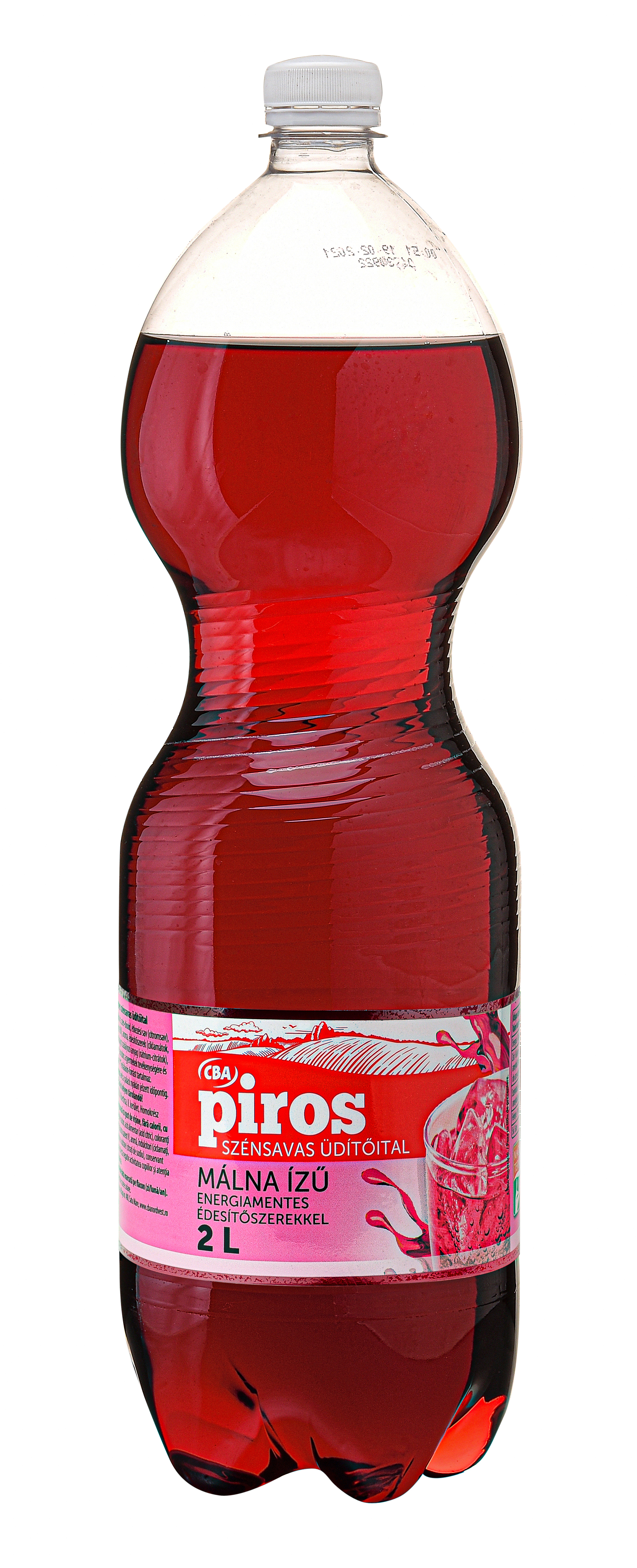 CBA Piros Málna ízű szénsavas üdítőital édesítőszerekkel 2L